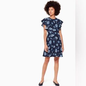 NWT $328 KATE SPADE prairie rose crepe dress SZ 4 flutter sleeve office wedding